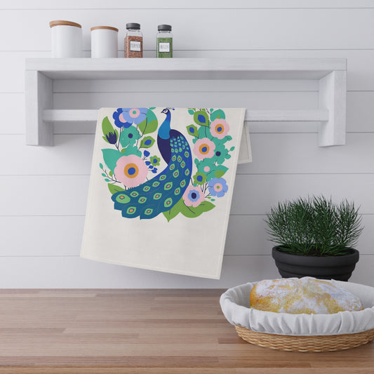 Peacock Floral Tea Towels - Rooted in Faith, Blooming in Grace, Kitchen Decor, Gift for Garden Lovers, Housewarming, Spring Decor
