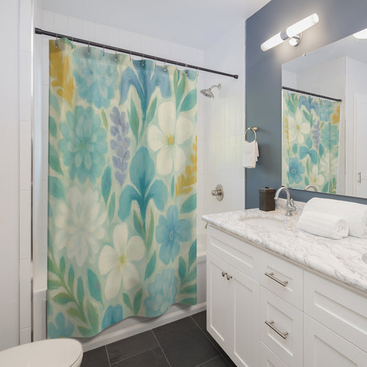 Floral Bliss Shower Curtain, Botanical Decor, Elegant Bathroom Accent, Spring Home Decor, Gift for Her, Floral Design